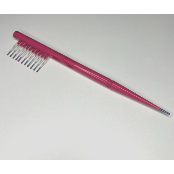 Mebco Touch-Up Comb Pink Double Dipped Metal Teeth Pointy Tip 8 Inch Tease Lift - Picture 3 of 4